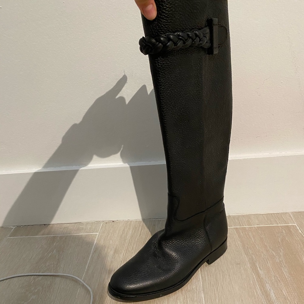 VALENTINO TO BE COOL BRAIDED LEATHER KNEE BOOT